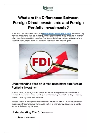 What are the Differences Between Foreign Direct Investments and Foreign Portfolio Investments