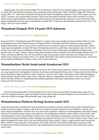 Mendaki Tangga SEO Indonesia Dengan Web 2.0