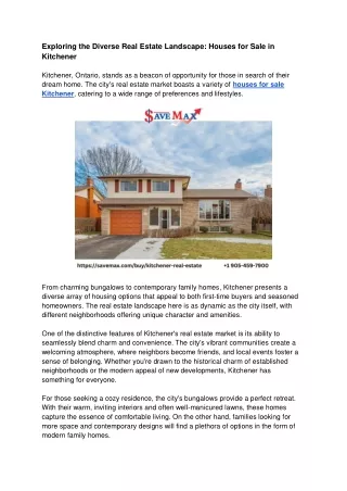 Exploring the Diverse Real Estate Landscape_ Houses for Sale in Kitchener