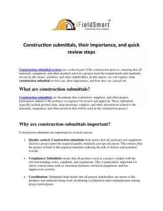 Construction submittals, their importance, and quick review steps
