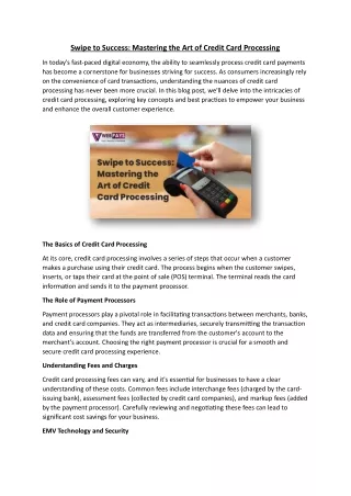 Swipe to Success mastering the art of credit card processing