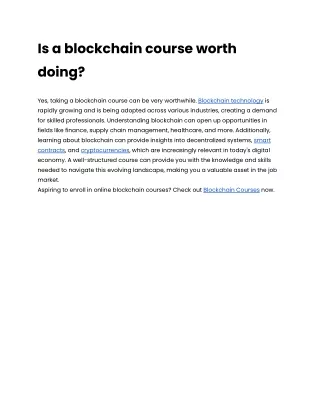 Is a blockchain course worth doing_