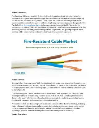 Fire-Resistant Cables market Unveiling the Fabric Care Revolution