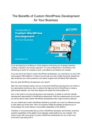 The Benefits of Custom WordPress Development for Your Business