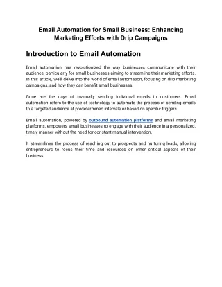 Email Automation for Small Business_ Enhancing Marketing Efforts with Drip Campaigns