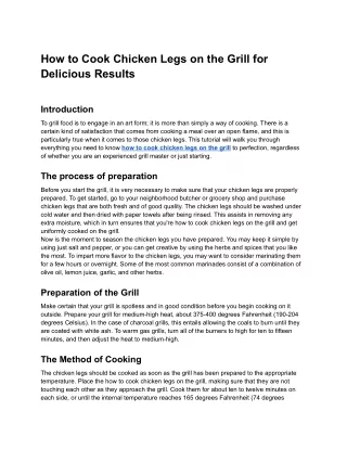 How to Cook Chicken Legs on the Grill for Delicious Results - Google Docs