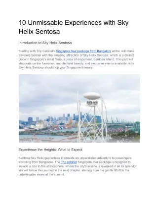 10 Unmissable Experiences with Sky Helix Sentosa