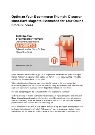 Magento Development: Discover Must-Have Extensions for Your Online Store Success