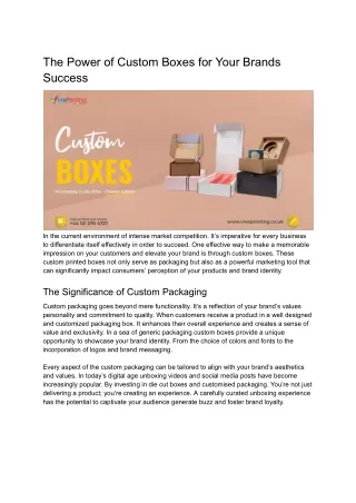 The Power of Custom Boxes for Your Brands Success