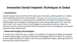 Innovative Dental Implants Techniques In Dubai