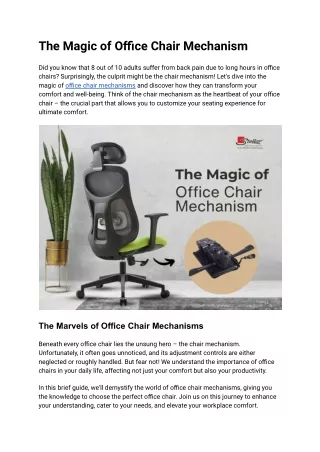 The Magic of Office Chair Mechanism