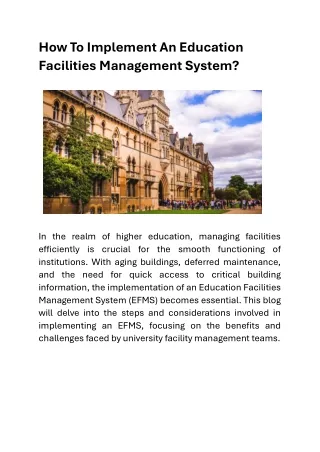 How To Implement An Education Facilities Management System