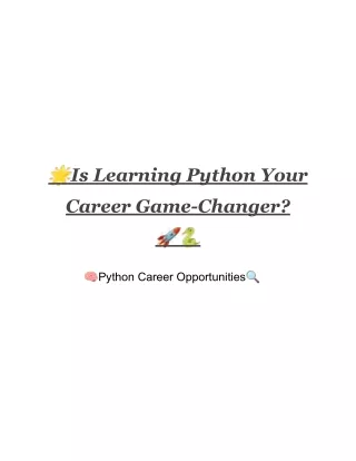 Python Career Opportunities