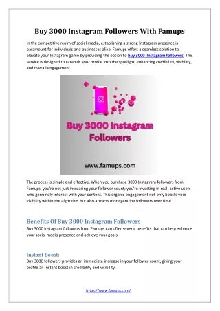 Buy 3000 Instagram Followers With Famups