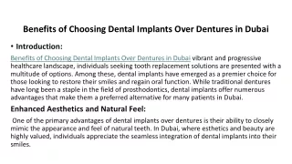 Benefits of Choosing Dental Implants Over Dentures in Dubai