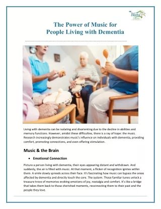 The Power of Music for People Living with Dementia