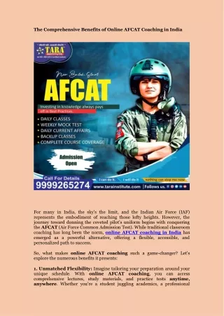 The Comprehensive Benefits of Online AFCAT Coaching in India