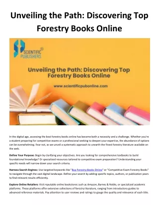 Unveiling the Path: Discovering Top Forestry Books Online