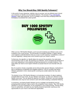 Why You Should Buy 1000 Spotify Followers