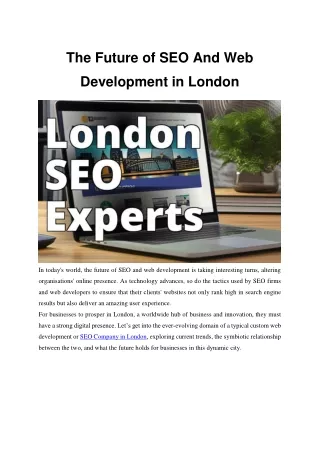 The Future of SEO And Web Development in London