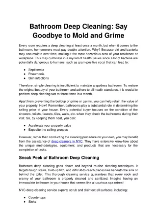 Bathroom Deep Cleaning Say Goodbye to Mold and Grime