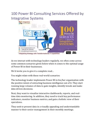 100 Power BI Consulting Services Offered by Integrative Systems