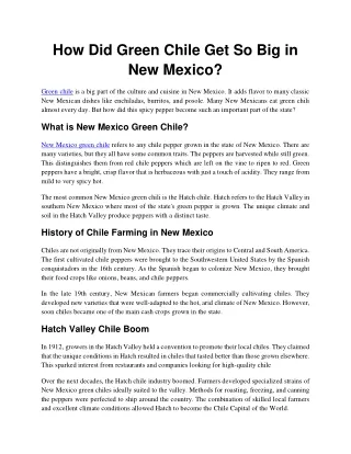 How did Green Chile Get so big in New Mexico