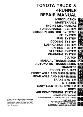 1987 Toyota 4Runner Service Repair Manual