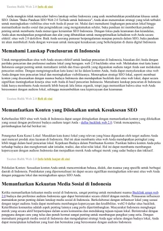 Buku Panduan SEO Web 2.0 Terbaik untuk Indonesia
