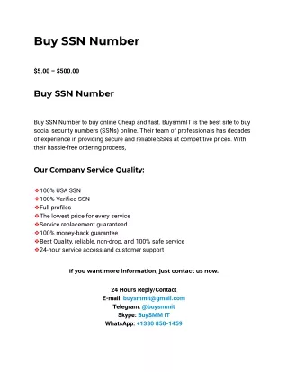 Buy SSN Number