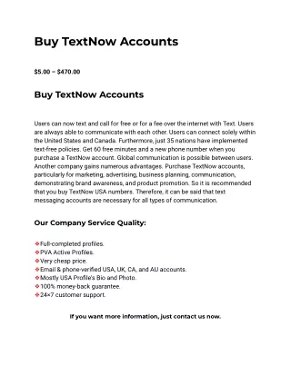 Buy TextNow Accounts