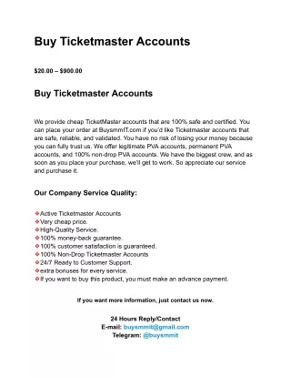 Buy Ticketmaster Accounts