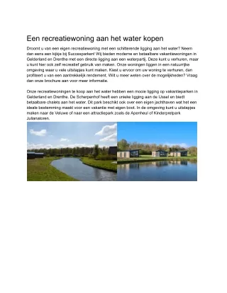 Recreatiewoning kopen aan het water