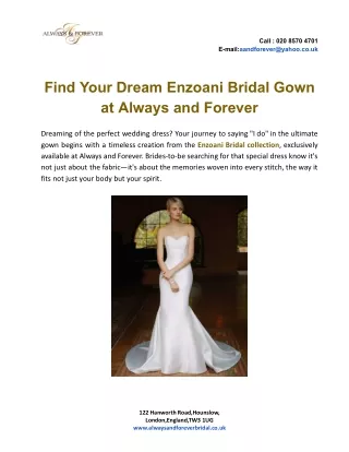 Find Your Dream Enzoani Bridal Gown at Always and Forever