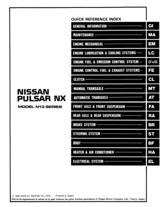 1989 Nissan Pulsar NX Service Repair Manual