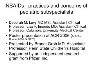 NSAIDs: practices and concerns of pediatric subspecialists