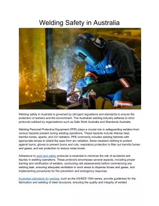 Welding Safety in Australia