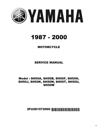 1989 Yamaha SH50 Scooter Service Repair Manual