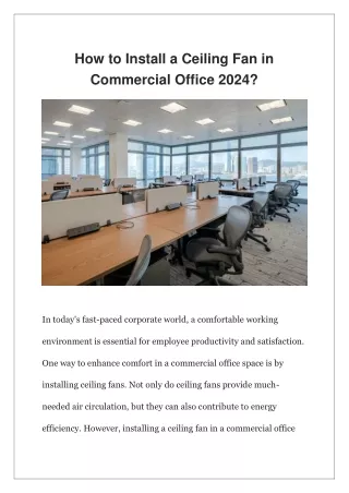 How to Install a Ceiling Fan in Commercial Office 2024?