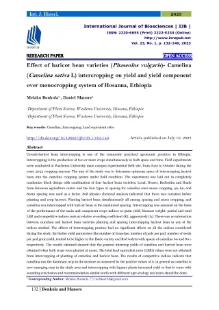 Effect of haricot bean varieties (Phaseolus vulgaris)- Camelina (Camelina sativa