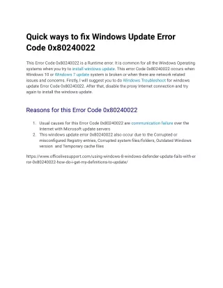 Quick ways to fix Windows Update Error Code 0x80240022