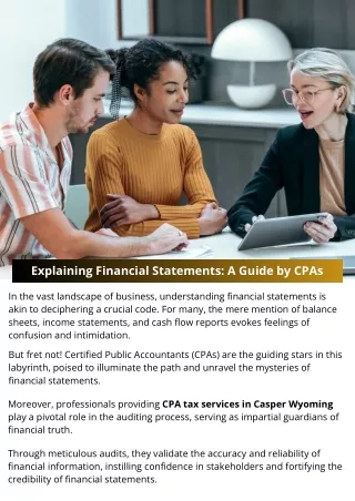 Explaining Financial Statements: A Guide by CPAs