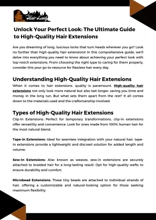 Unlock Your Perfect Look: The Ultimate Guide to High-Quality Hair Extensions