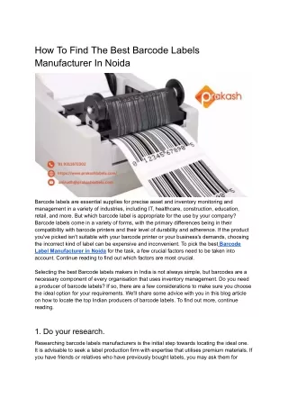How To Find The Best Barcode Labels Manufacturer In Noida