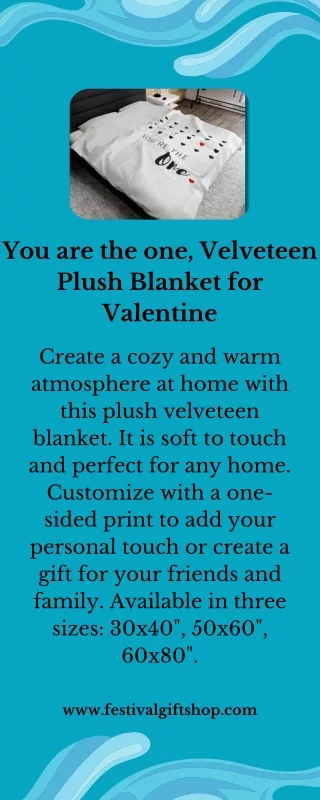 You are the one, Velveteen Plush Blanket for Valentine