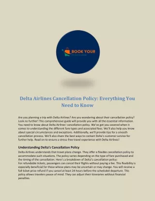 Delta Airlines Cancellation Policy:  Everything You Need to Know