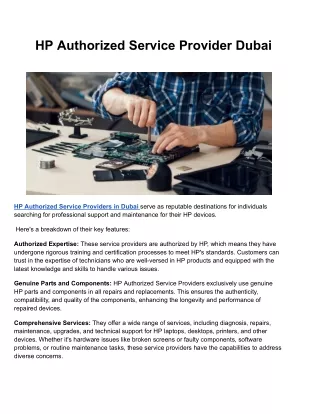 HP Authorized Service Provider Dubai