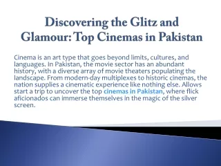Discovering the Glitz and Glamour Top Cinemas in Pakistan
