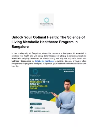 Unlock Your Optimal Health_ The Science of Living Metabolic Healthcare Program in Bangalore (1)