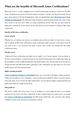 What are the benefits of Microsoft Azure Certifications